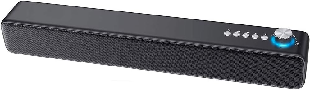 LENRUE PC Soundbar Bluetooth Speakers, Wired and Wireless Speaker 14W 3D Surround Sound with Bass, Support for Projector, Tablet, PC, Desktop, Phone and TV (AUX/RCA, Black)