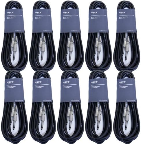 Instrument Guitar Cable 1/4" TS 20-Foot 10-Pack