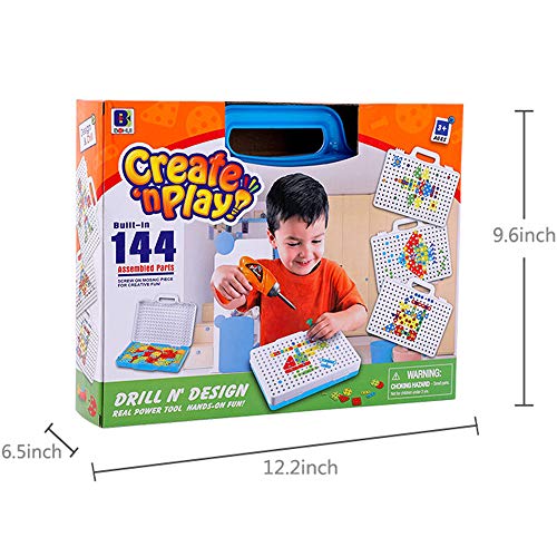 SANSIRP Kids Electric Drill Nut Disassembly Puzzle Toys Mix Puzzle DIY Model Kit Jigsaw Toy Set Boys and Girls (144 Pieces)