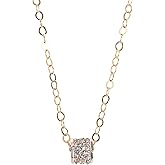 Designed By Stacey Handmade Sterling Silver and Gold-Filled Necklace, Cubic Zirconia Pendant Mixed Metal Jewelry, Gifts for Women, Birthday, Anniversary, Wedding, Prom, 16 to 18" Adjustable Chain
