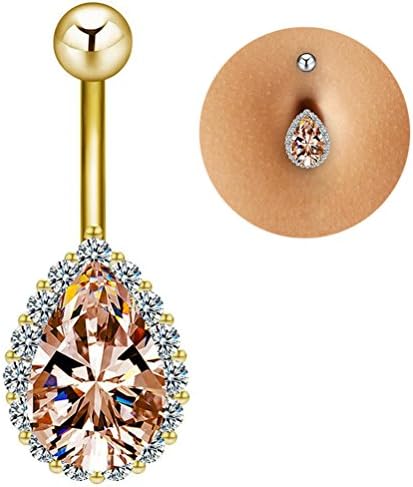 Karri CC Body Jewelry/Navel Rings/Belly Piercing 14g Titanium Steel Zircon Teardrop Belly Button Ring