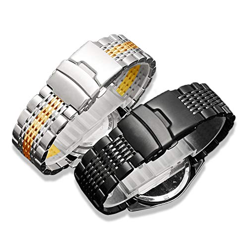 Luxury Black Stainless Steel Watch Bands Straps Brushed Metal Bracelet