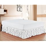 Elegant Comfort Luxurious Premium Quality 1500 Thread Count Wrinkle and Fade Resistant Egyptian Quality Microfiber Multi-Ruffle Bed Skirt - 15inch Drop, Queen, White