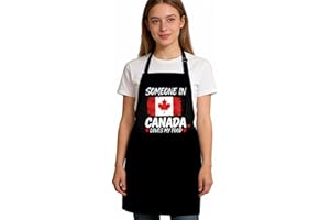 Canada Flag Kitchen Adjustable Bib Apron,Canadian Maple Chef Cooking Baking Restaurant Apron with 2 Pcs Pockets