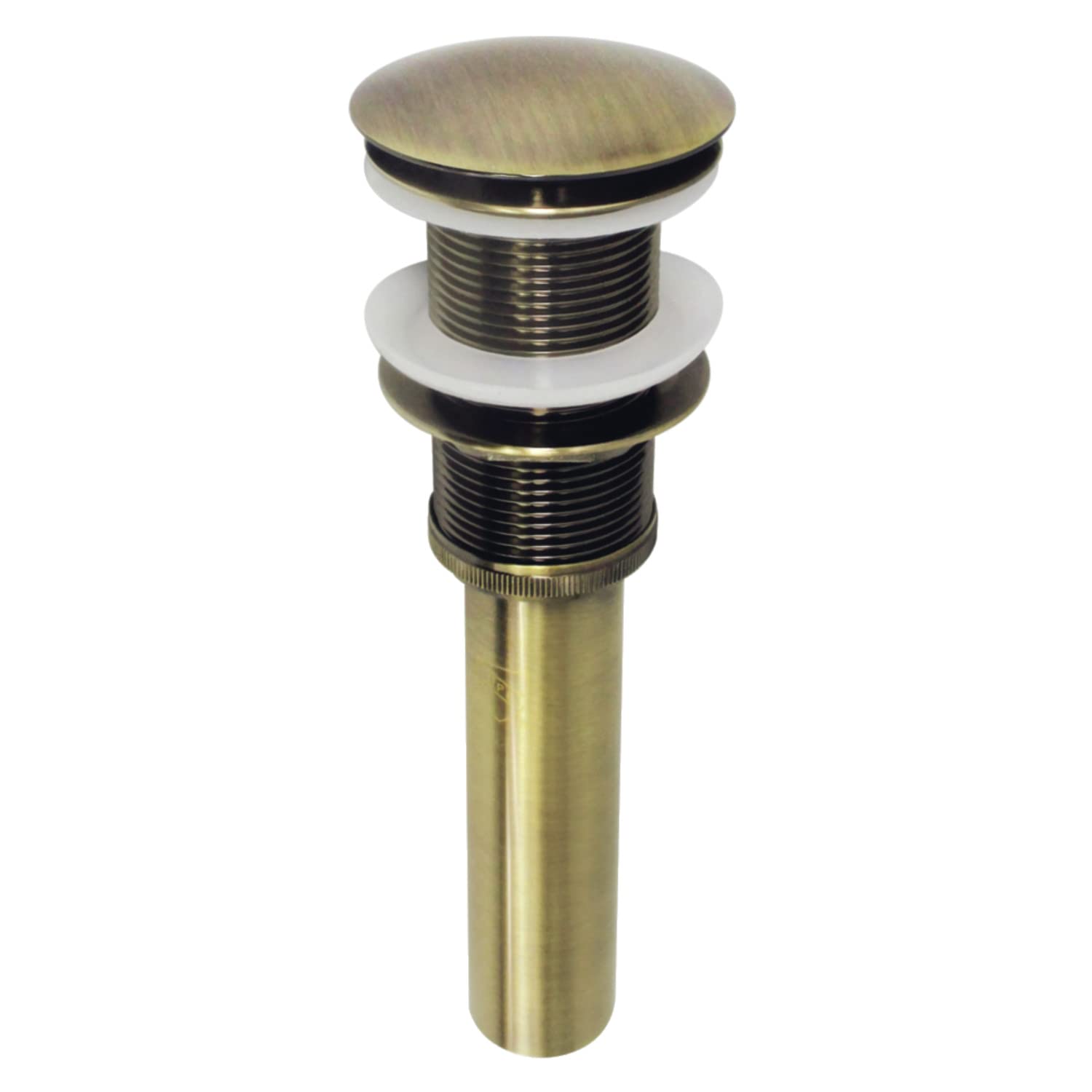 Photo 1 of Kingston Brass EV8313 Coronet Push Pop-Up Bathroom Sink Drain Without Overflow, Antique Brass, 8.88 x 2.63 x 2.63