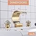 Rozin Bathroom Waterfall Spout Basin Faucet 2 Crystal Deco Knobs Tub Filler Tap Gold Polished