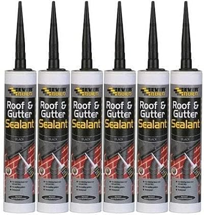 6 X Everbuild Roof Gutter Butyl Sealant Black Waterproof Permanent