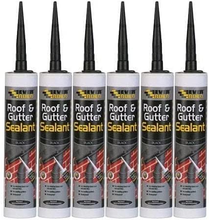 6 X Everbuild Roof Gutter Butyl Sealant Black Waterproof Permanent