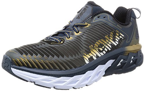 Hoka One One Men's Arahi Running Shoe, Midnight Navy/Metallic Gold, 10.5 EE US