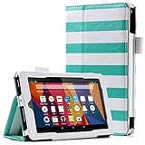 ULAK Fire 7 2015 Case, Slim PU Leather Folio Flip Case Cover for Amazon Fire 7 (7 inch Display 5th Gen, 2015 Release) w/Stand Feature Credit Card Memory Card Slots Hand Strap- Mint Strip