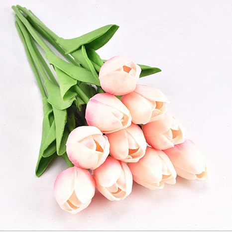 Amazon 造花 インテリア造花 アートフラワー 枯れない花 チューリップ 造花 手作りブーケ フラワーアレンジ 花束 永遠の愛 結婚お祝い 記念日 ベージュ 10本入り 造花 オンライン通販