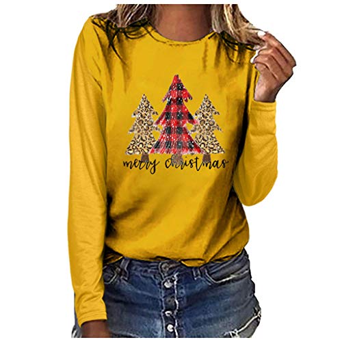 Women Funny Merry Christmas T Shirt,Moholl Long Sleeve Christmas Tree Graphic Funny Raglan Baseball Tee Shirts Tops