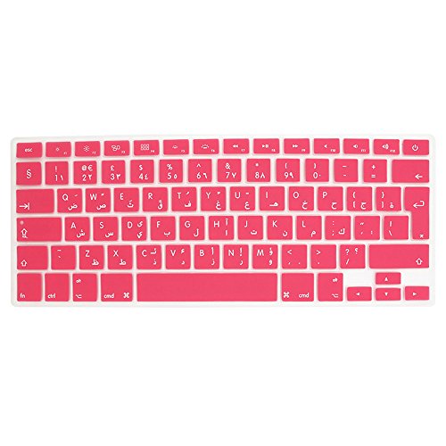 12 Colors EU Arabic Language Letter Silicone Keyboard Cover Sticker for Macbook Air 13 Pro 13 15 17 Retina Protector Sticker Film (Pink)
