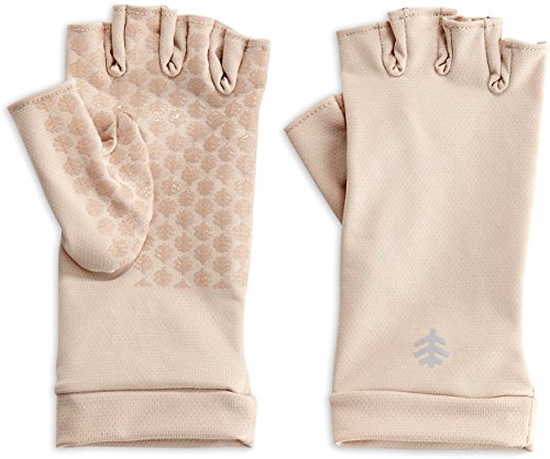 Coolibar UPF 50+ Unisex Fingerless Sun Gloves - Sun Protective (Medium - Beige)