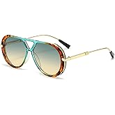 mincl Oversized Pilot Sunglasses for Women Men Trendy,Large Big Double beam Designer Fashion Vintage Shades Retro Sun Glasses