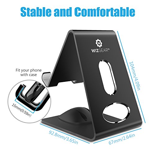 Cell Phone Stand, WizGear Premium Phone Holder For iPhones, Android Smartphones & Mini Tablets –Sturdy Metal Phone Stand For Desk With Smart Cord Holder System - Thumbnail 5