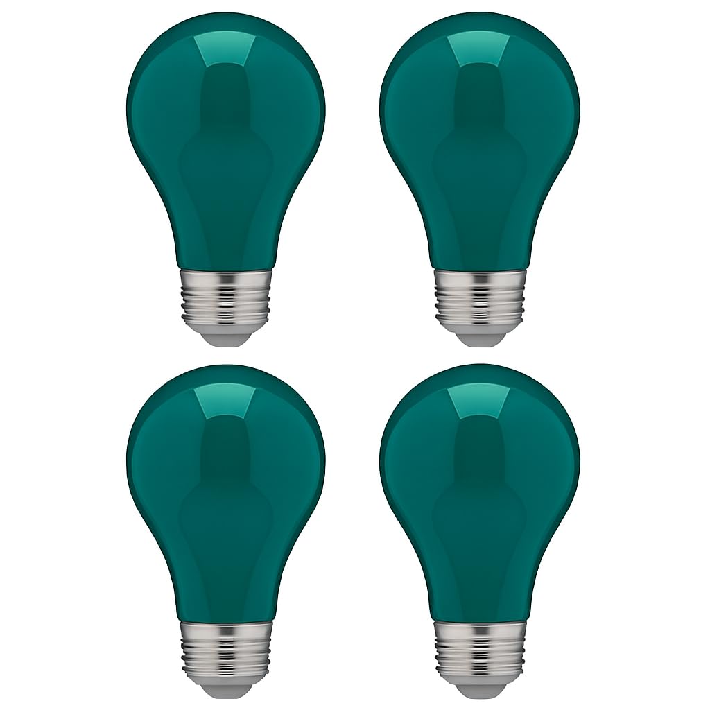 Photo 1 of KOR (Pack of 4) 25 Watt Ceramic Green A19 Incandescent Light Bulb - 130V - Standard E26 Base (Medium) - 25A/G - 25A19/G - 25W