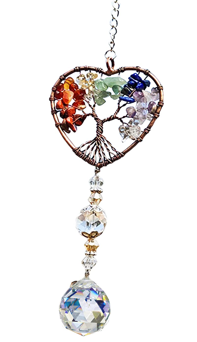 Crystal Glass Suncatcher Pendant Sparking Rainbow Maker Window Hanging Heart Life Tree Crystals Ornament Sun Garden Outdoor Decor Wedding Anniversary Birthday Gift