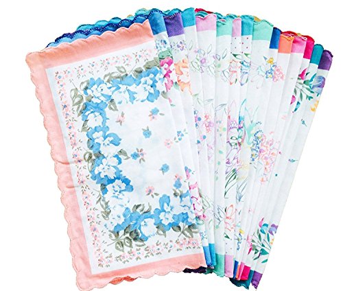 COCOUSM Womens Vintage Floral Print Cotton handkerchiefs Bulk