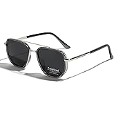 weiyuchen Polarized TR90 Sunglasses Vintage Square Flattop Sun Glasses Double Bridge Metal UV400 Eyewears