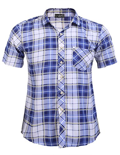 Modfine Men's Hipster Plaid Casual Slim Fit Button Down Shirts