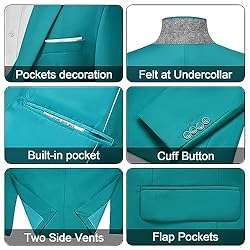 MAGE MALE Men's 3 Pieces Suit Elegant Solid One