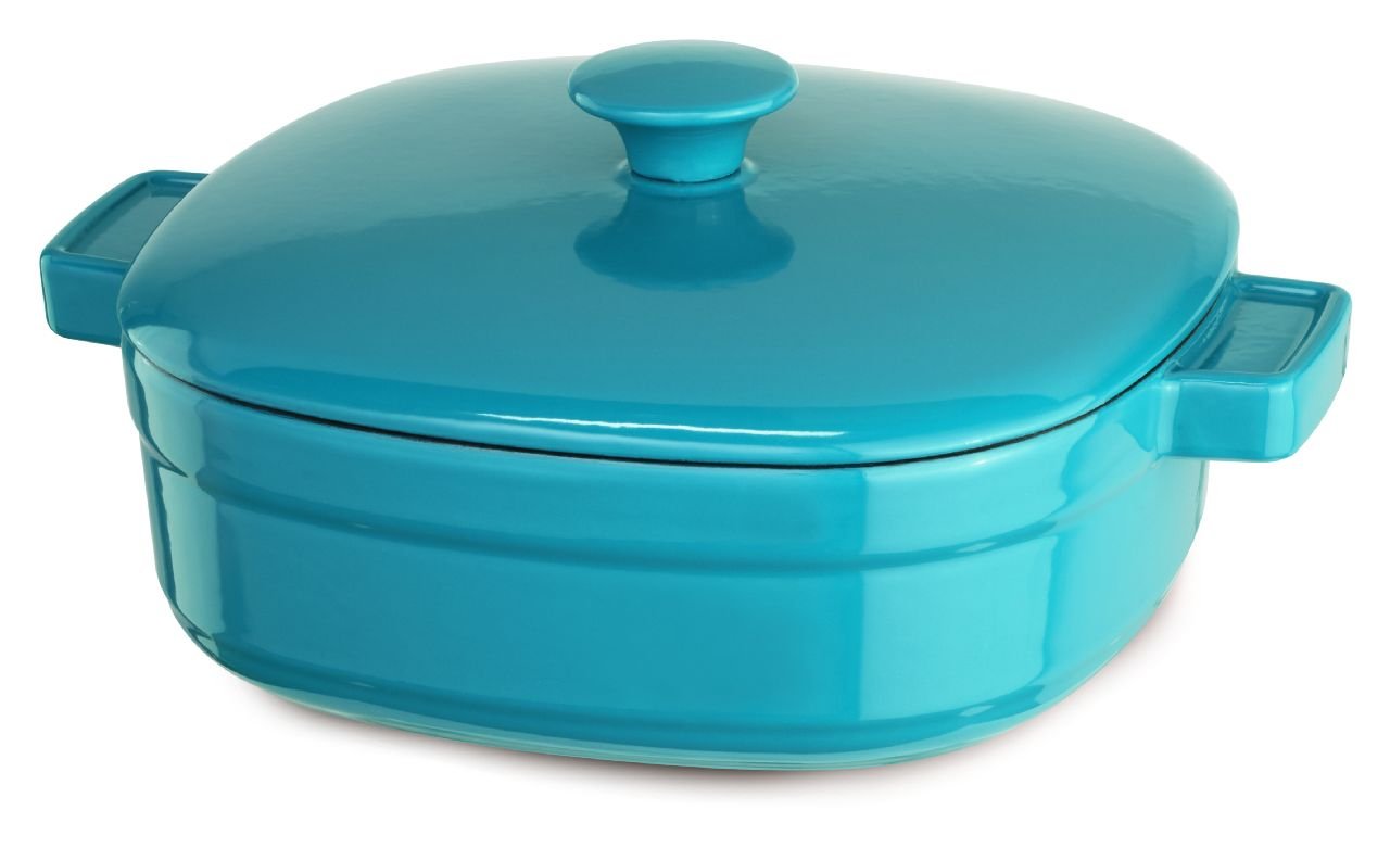 KitchenAid KCLI40CRCC Streamline Cast Iron 4-Quart Casserole Cookware - Curacao Blue