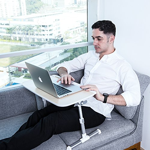 image for TaoTronics Foldable Laptop Table, Height Adjustable Bed Desk, Wide Sta