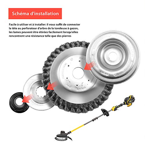 Viabrico Weeding Brush Head for Brush Cutter, with Locknut 8 Inch Steel Wire Weeding Tray
