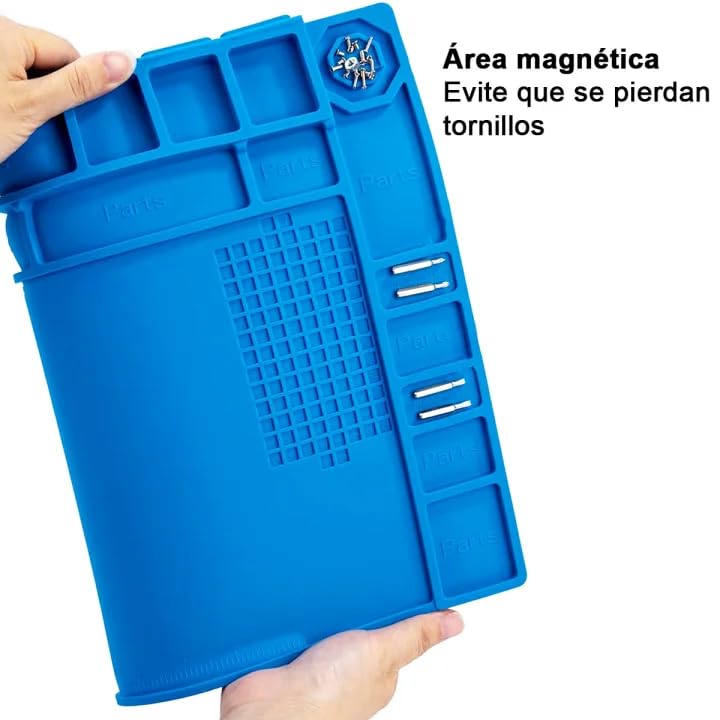 Tapete Antiestático Grande, Estera de Trabajo Silicona Magnético Antiestatica 45*30cm, Alfombrilla de Aislamiento Resistente al Calor, Esterilla de Soldadura para Soldar Reparar Reparación Electrónica