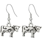 Cow Earrings for Women, Cow Farm Pet Dangle Hook Earrings, Dairy Cattle Dangle Farm Animals Jewelry, Cow Gift