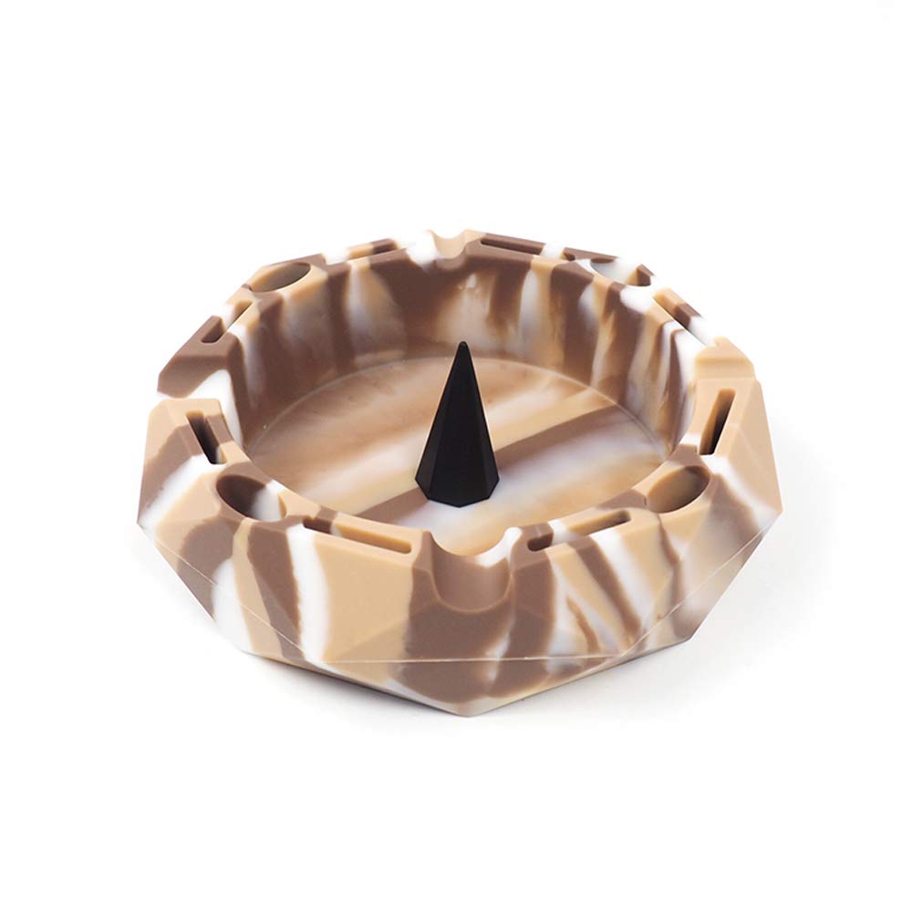 X-Value Brown Geometric Silicone Ashtray Eco-Friendly Portable Unbreakable Tabletop Tray for Cigarettes, Blunts, Most Cigars, Cigar, Lighters, Rolling Paper Minimalist Modern Style Decorative
