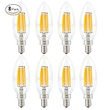 SUNMEG B11 6W LED Filament Bulb Dimmable, Candelabra LED E12 Base, 2700K Warm White, 360 Degree Beam Angle,Equivalent to 60W Incandescent (8 Pack)