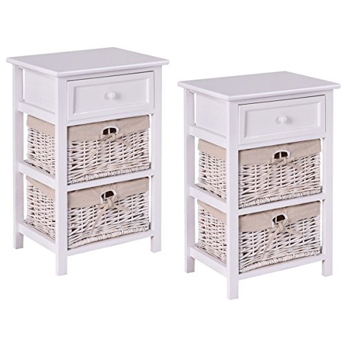 Giantex White Night Stand 3 Tiers 1 Draw Buy Online In Aruba At Desertcart