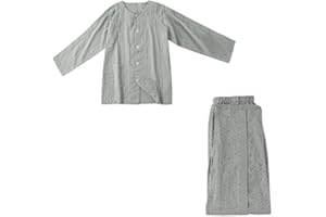 LAROTSUBA Bedridden Patient Clothing,Patient Clothes,Post-op Tearaway Clothes with Magic Sticks,Patient nursing Tops and trousers Set for Home Care,Post Surgery,Elderly(Man,Grey Square,L)