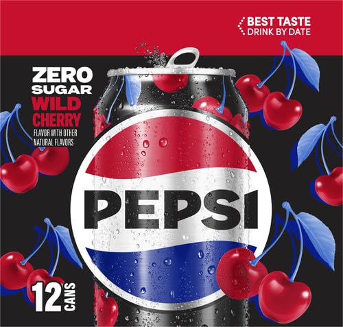 PEPSI ZERO SUGAR WILD CHERRY SODA (12 COUNT, 12 FL OZ EACH)