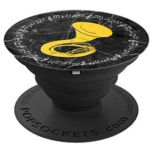 Sousaphone Player Gift - Marble 5 Black - PopSockets Grip and Stand for Phones and Tablets