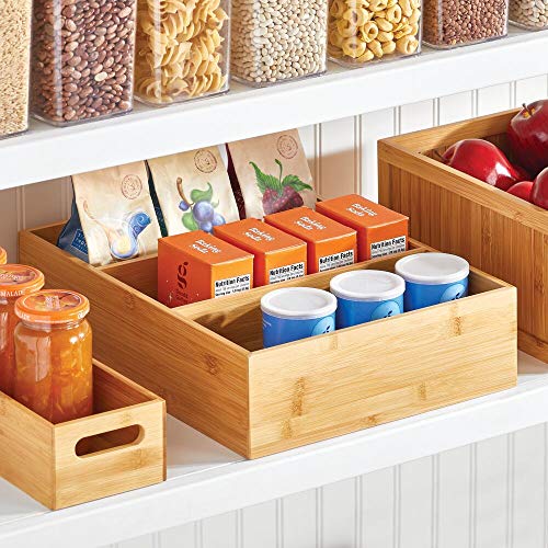 mDesign Bamboo Wood Kitchen Storage Bin Organizer for Kitchen Use in
