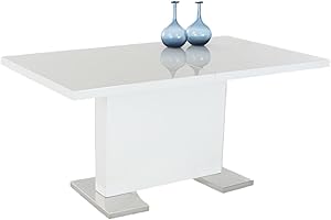 Inspirer Studio IRIS Extendible Dining Table Pedestal Table MDF High-Gloss White