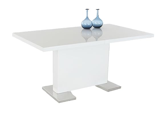 Inspirer Studio ILIS Extendible Dining Table, Gloss White MDF