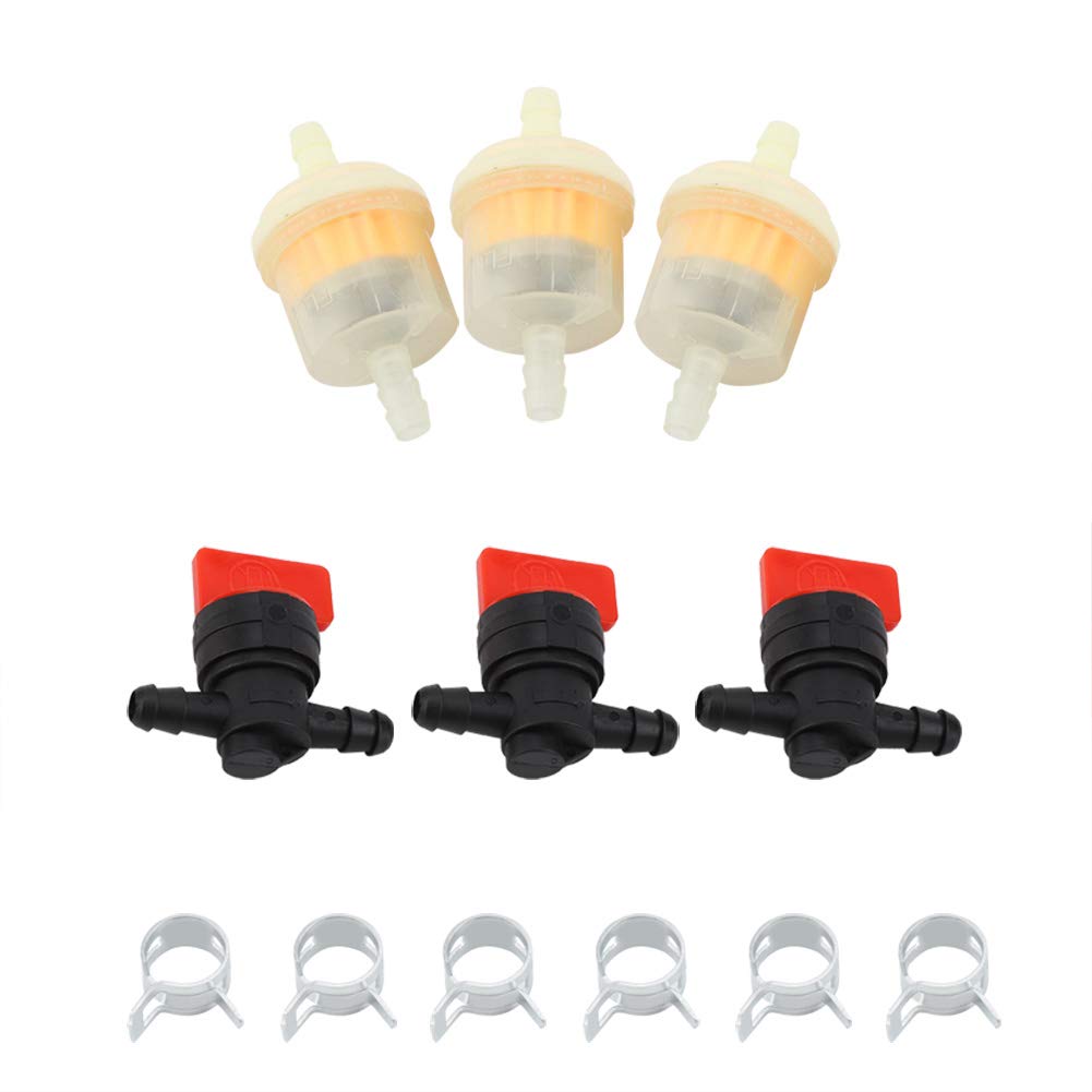 Inline Fuel Filter with Gas Shut Off Valve 1/4 Inch for Lawnmower Garden Tools Brush Cutter Kits