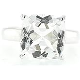 Natural 4ct White Quartz 925 Solid Sterling Silver Ring Size 6, 7, 8, 9