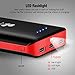 16000 mAh Portable Charger EC Technology External Battery 3 USB Ports Power Bank High Capacity External Battery Pack with AUTO IC for iPhone, iPad, Samsung Galaxy and other Smartphones - Black & Red