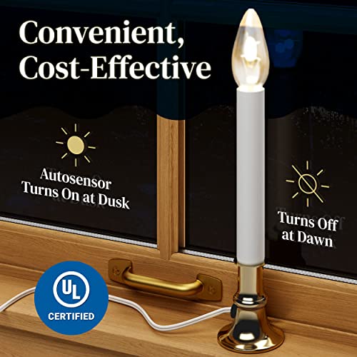 Prextex Christmas Candles Set of 4 Brass Plated Window Electric