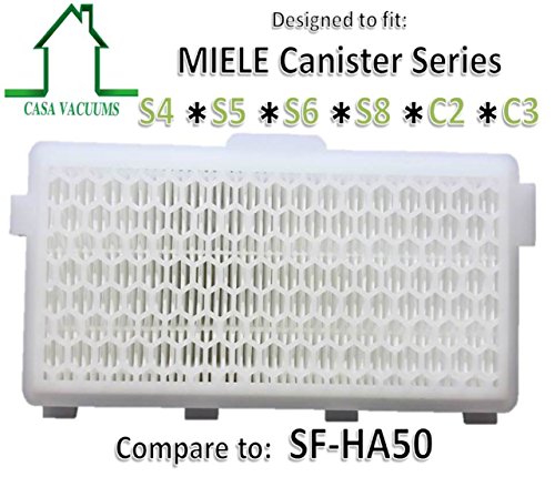Casa Vacuums Miele SF-HA50 replacement Hepa Filter with ACTIVATED CARBON. Fits S4000, S5000, S6000, S8000, C2 and C3 series Miele canister vacuums.