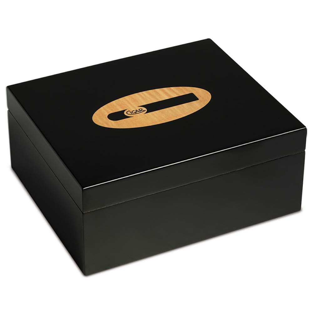 EGOIST Cigar Humidor | Capacity 30 Cigars | Colour Humidifier for Cigar Storage, Black