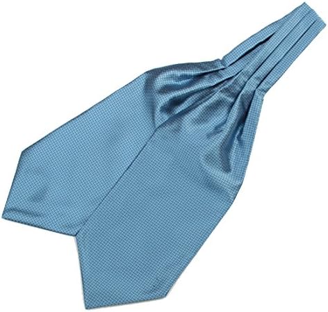 Stylefad Men's Woven Mirofiber Cravat Ascot Self Tie Light Blue Plaid Houndstooth