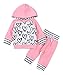 Kashoer 2Pcs Newborn Baby Girls Hand-painting Heart Tops Hoodies Pants Outfits Set (18-24M, Pink)