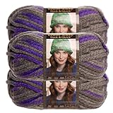 Lion Brand Yarn (3 Pack Wool Ease Super Chunky Yarn for Knitting Crocheting Soft Yarn Bulky #6 (Purple Martin)