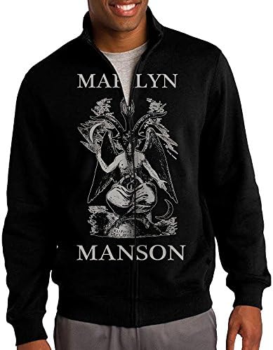 Zepu Men's Sweatshirt Marilyn Manson Baphomet Full-zip Hoodie Jacket L Black